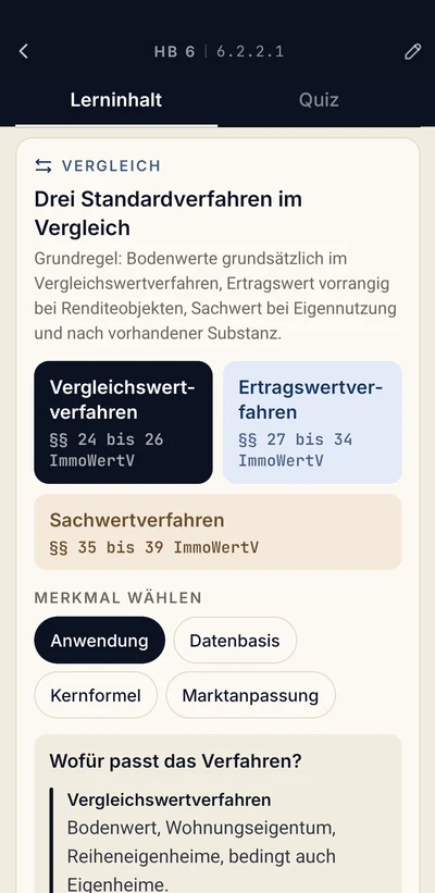 App-Bildschirm Lerntext mit Schaubild