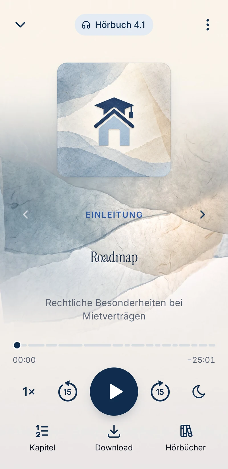 App-Bildschirm Hörbuch-Player: Hörbuch 4.1, Rechtliche Besonderheiten bei Mietverträgen